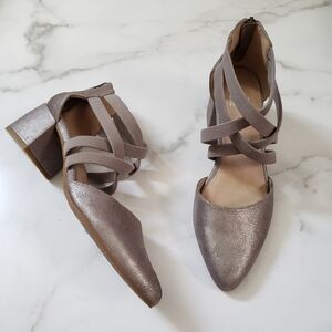EILEEN-FISHER Juka Pump in Mica Size 7 Sandal Closed Toe Metallic Block